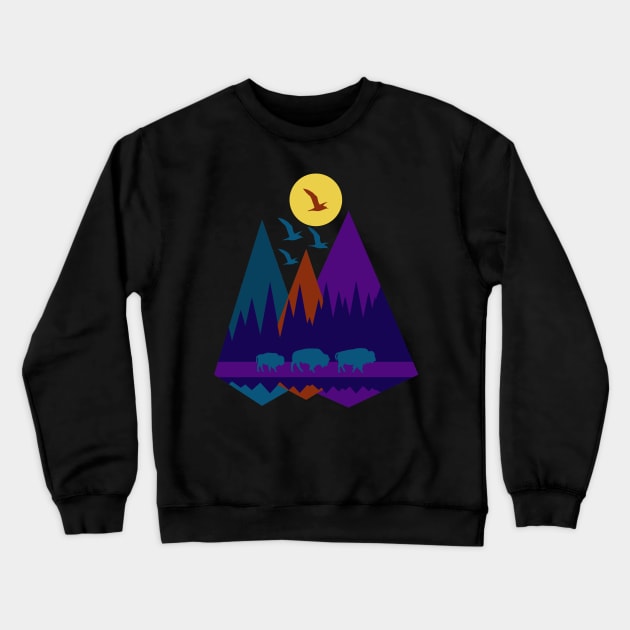 3 Bison Crewneck Sweatshirt by RockettGraph1cs